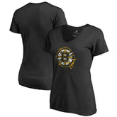 Boston Bruins Women's Splatter Logo V-Neck T-Shirt Black