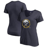 Buffalo Sabres - Women's Splatter Logo V-Neck T-Shirt Navy