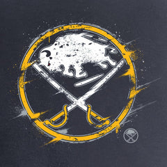 Buffalo Sabres - Women's Splatter Logo V-Neck T-Shirt Navy