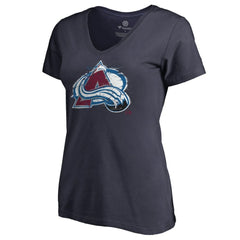 Colorado Avalanche - Women's Splatter Logo V-Neck T-Shirt Navy