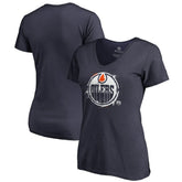 Edmonton Oilers - Women's Splatter Logo V-Neck T-Shirt Navy