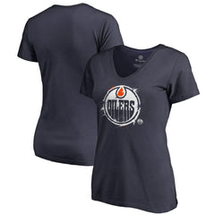 Edmonton Oilers - Women's Splatter Logo V-Neck T-Shirt Navy