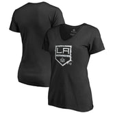 Los Angeles Kings - Women's Splatter Logo V-Neck T-Shirt Black