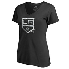 Los Angeles Kings - Women's Splatter Logo V-Neck T-Shirt Black