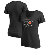 Philadelphia Flyers - Women's Splatter Logo V-Neck T-Shirt Black