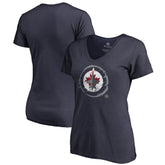 Winnipeg Jets - Women's Splatter Logo V-Neck T-Shirt Navy