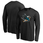 San Jose Sharks - Splatter Logo Long Sleeve T-Shirt Black