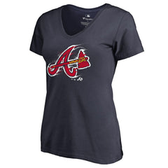 Atlanta Braves Women's Splatter Logo V-Neck T-Shirt for sale