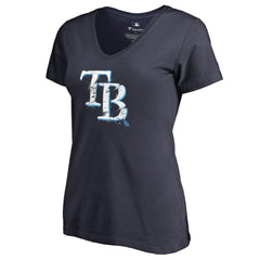 Tampa Bay Rays Women's Splatter Logo V-Neck T-Shirt Lifestyle
