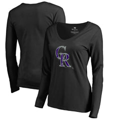 Colorado Rockies Women's Splatter Logo Long Sleeve V-Neck T-Shirt On Sale