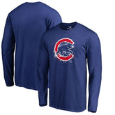 Chicago Cubs Splatter Logo Long Sleeve T-Shirt Clearance