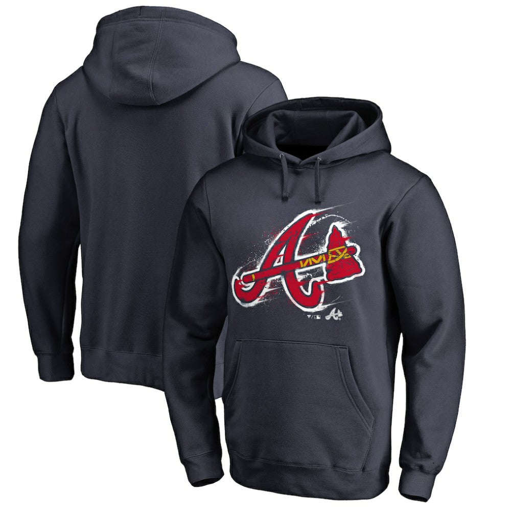 Atlanta Braves Splatter Logo Pullover Hoodie On Sale