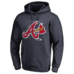Atlanta Braves Splatter Logo Pullover Hoodie On Sale