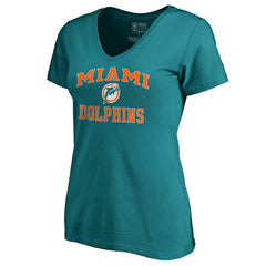 Miami Dolphins Women's Vintage Collection Victory Arch V-Neck T-Shirt Aqua - NFL
