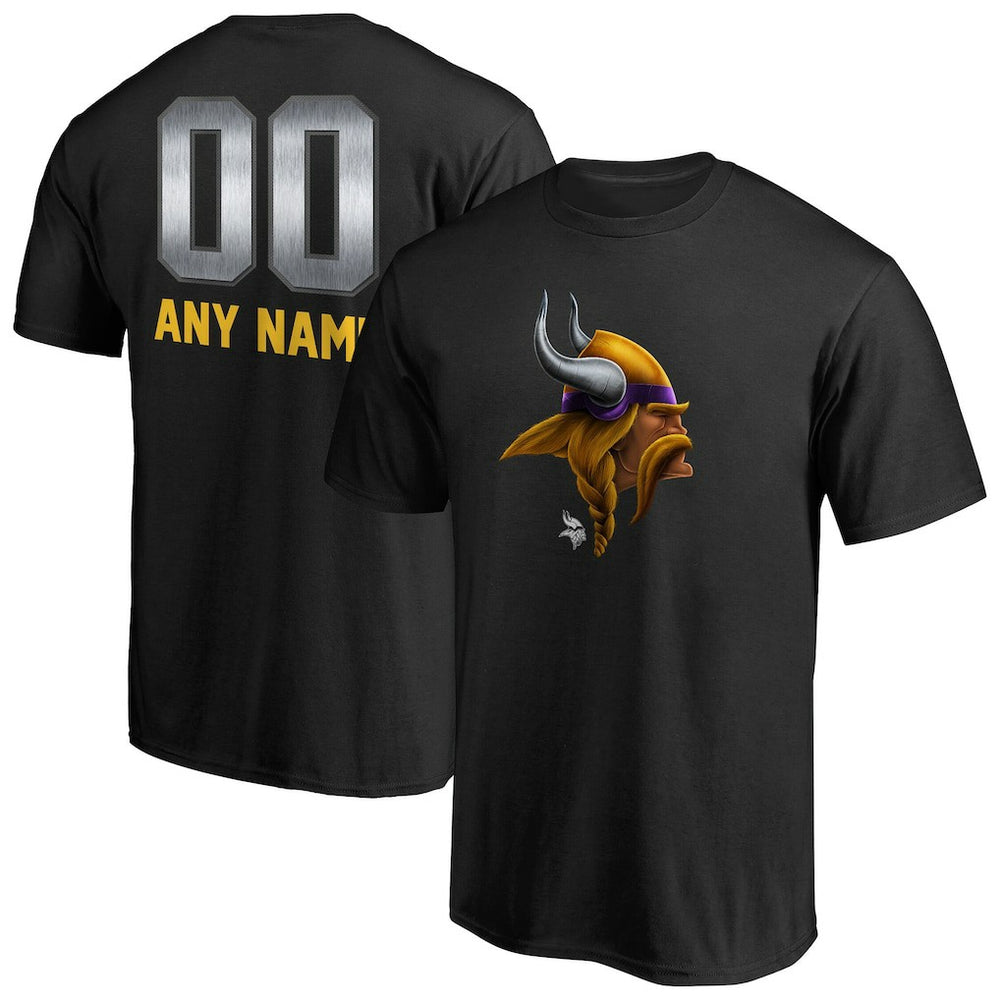 Minnesota Vikings Personalized Midnight Mascot T-Shirt Black - NFL