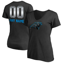 Carolina Panthers Women's Personalized Midnight Mascot T-Shirt Black - NFL