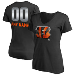 Cincinnati Bengals Women's Personalized Midnight Mascot T-Shirt Black - NFL