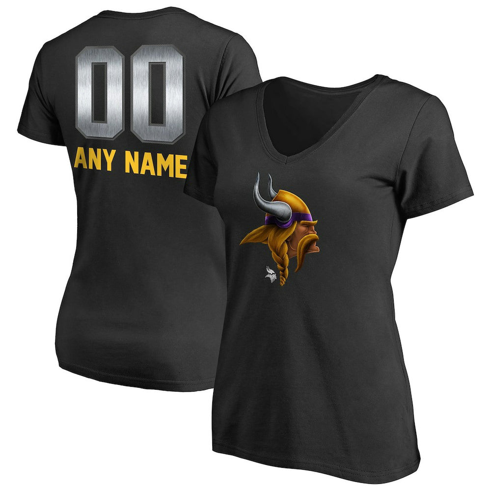 Minnesota Vikings Women's Personalized Midnight Mascot T-Shirt Black - NFL