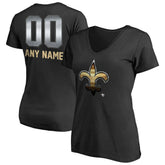 New Orleans Saints Women's Personalized Midnight Mascot T-Shirt Black - NFL