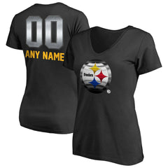 Pittsburgh Steelers Women's Personalized Midnight Mascot T-Shirt Black - NFL