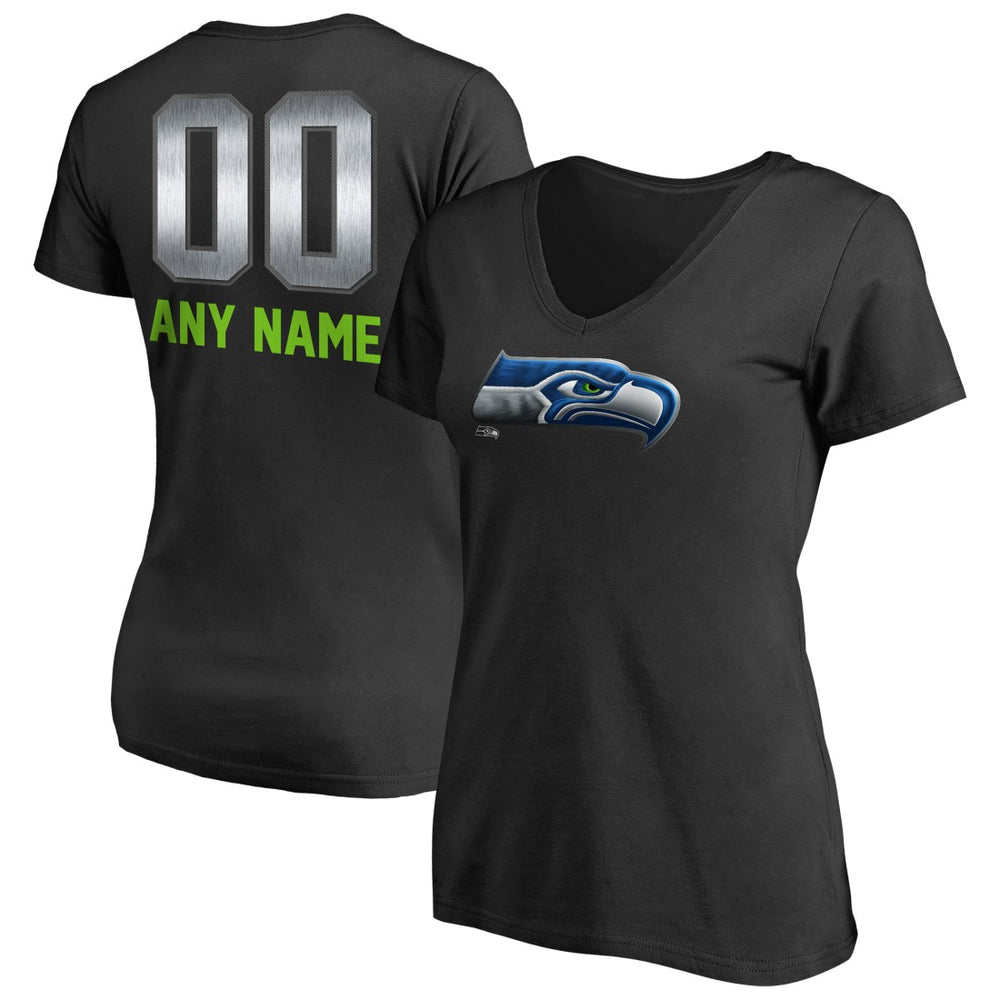 Seattle Seahawks Women's Personalized Midnight Mascot T-Shirt Black - NFL