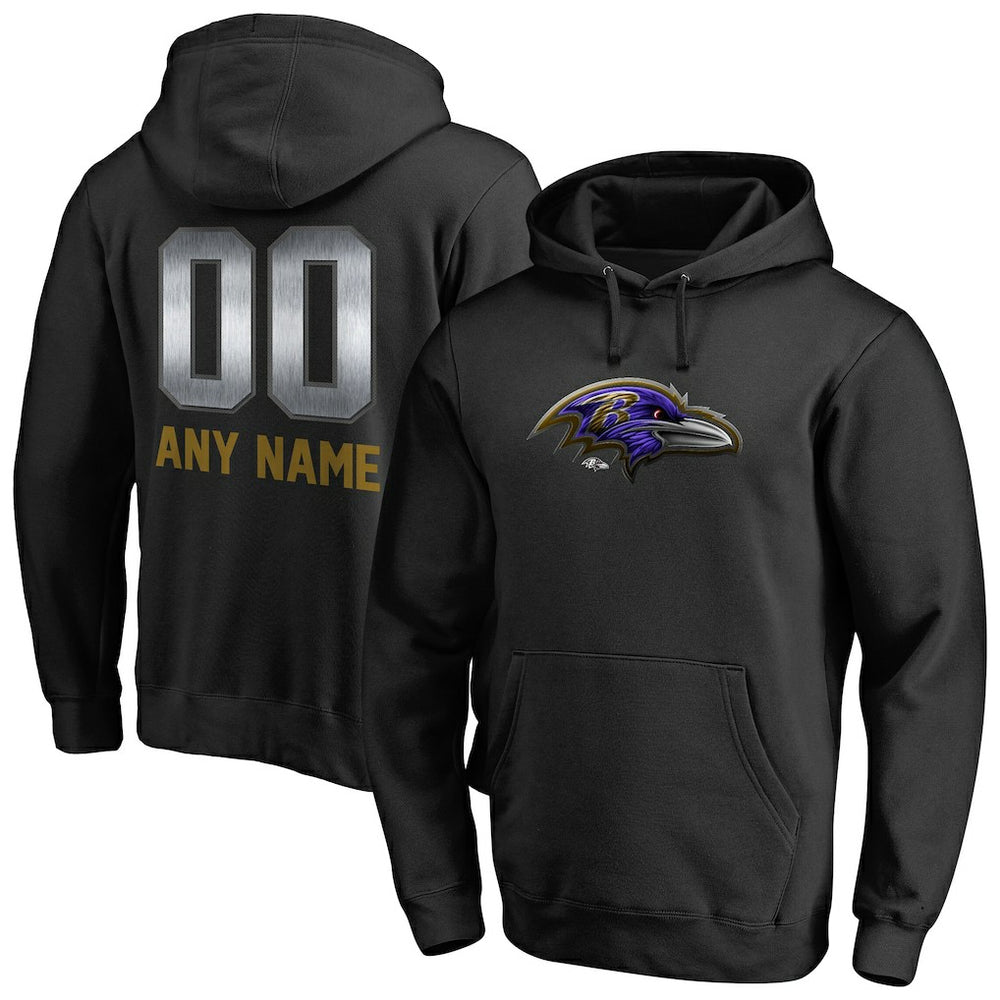 Baltimore Ravens Personalized Midnight Mascot Pullover Hoodie Black - NFL