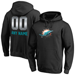 Miami Dolphins Personalized Midnight Mascot Pullover Hoodie Black - NFL