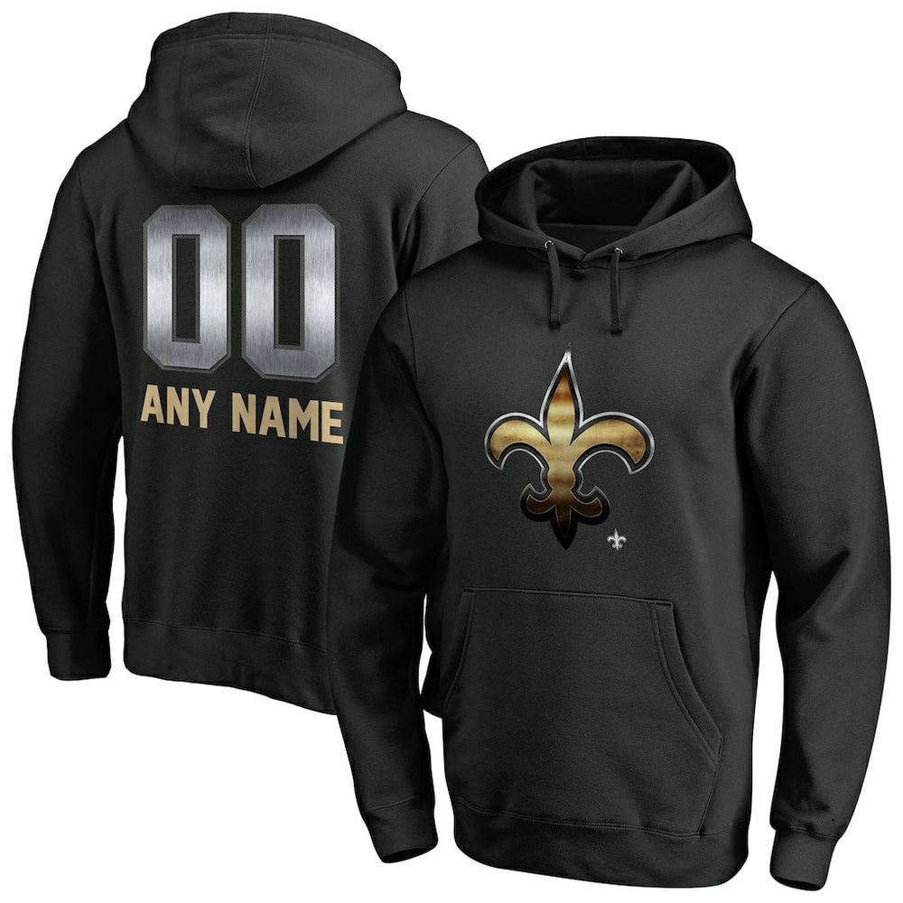 New Orleans Saints Personalized Midnight Mascot Pullover Hoodie Black - NFL