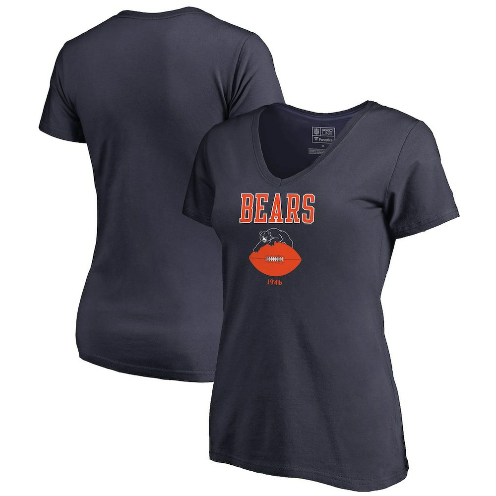 Chicago Bears Women's Vintage Team Lockup V-Neck T-Shirt Navy - NFL
