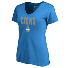 Detroit Lions Women's Vintage Team Lockup V-Neck T-Shirt Blue - NFL