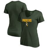 Green Bay Packers Women's Vintage Team Lockup V-Neck T-Shirt Green - NFL