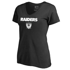 Las Vegas Raiders Women's Vintage Team Lockup V-Neck T-Shirt Black - NFL