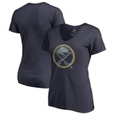 Buffalo Sabres - Women's Static Logo V-Neck T-Shirt Navy