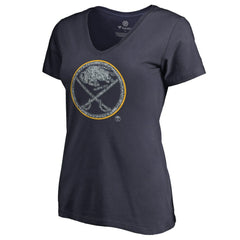 Buffalo Sabres - Women's Static Logo V-Neck T-Shirt Navy