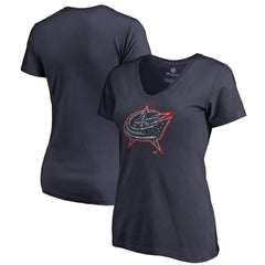 Columbus Blue Jackets - Women's Static Logo V-Neck T-Shirt Navy