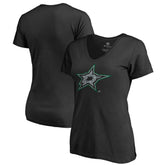 Dallas Stars - Women's Static Logo V-Neck T-Shirt Black