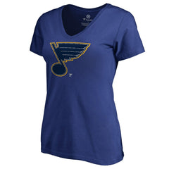 St. Louis Blues - Women's Static Logo V-Neck T-Shirt Royal