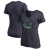 Vancouver Canucks - Women's Static Logo V-Neck T-Shirt Navy