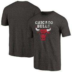 NBA - Chicago Bulls Distressed Logo Tri-Blend T-Shirt - Black