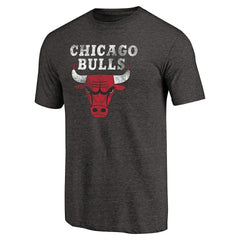 NBA - Chicago Bulls Distressed Logo Tri-Blend T-Shirt - Black
