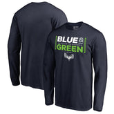 Seattle Seahawks Alternate Team Logo Gear Blue & Green Long Sleeve T-Shirt College Navy - NFL
