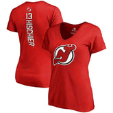 Nico Hischier New Jersey Devils - Fanatics Women's Plus Size Backer Name & Number V-Neck T-Shirt Red