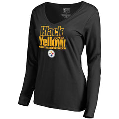 Pittsburgh Steelers Women's Hometown Collection Long Sleeve V-Neck T-Shirt Black - NFL