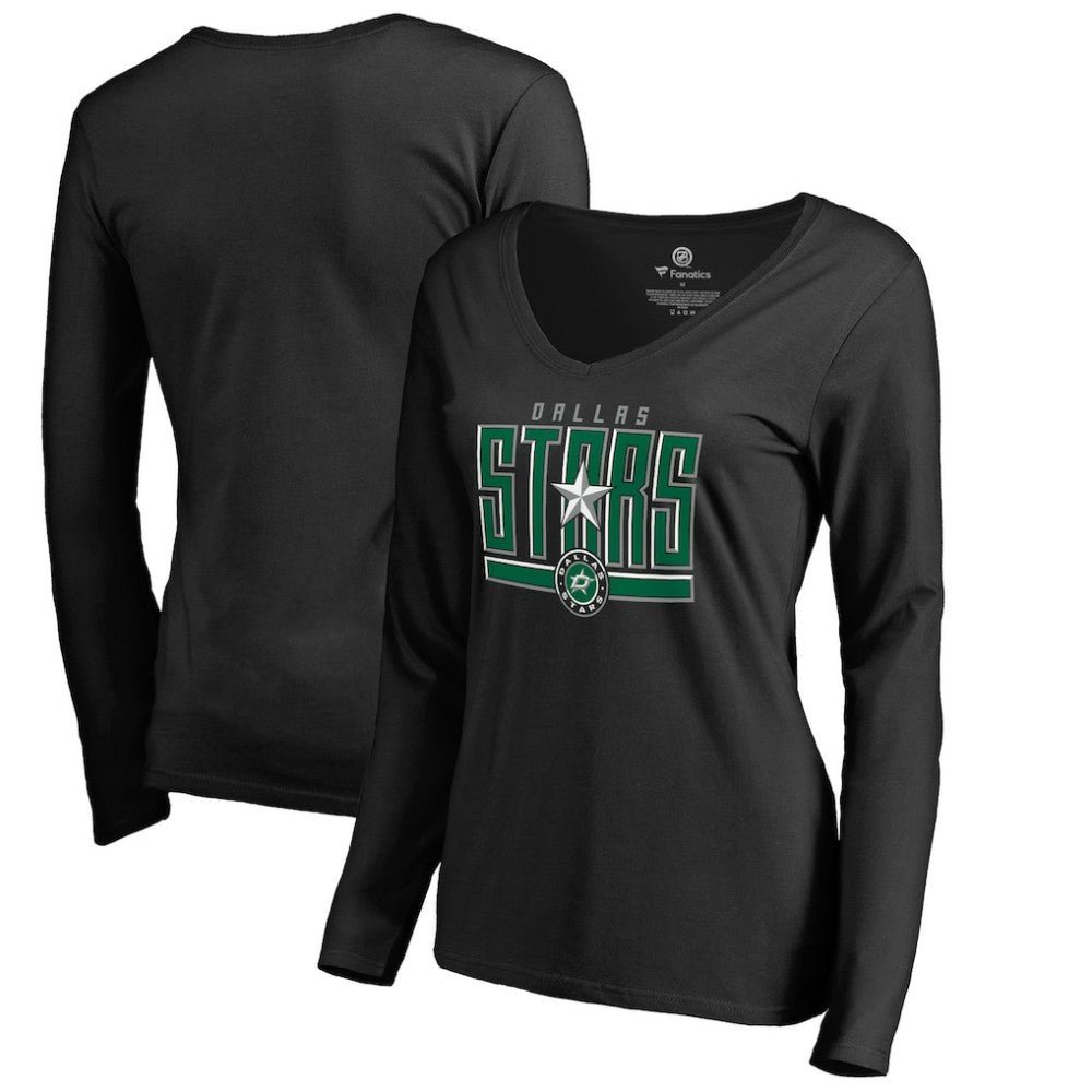 Dallas Stars - Women's Hometown Collection V-Neck Long Sleeve T-Shirt Black