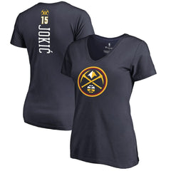 NBA - Nikola Jokic Denver Nuggets Women's Team Backer Name & Number V-Neck T-Shirt - Navy