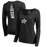 Tyler Seguin Dallas Stars - Women's Backer Name & Number Slim Fit Long Sleeve V-Neck T-Shirt Black