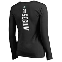 Tyler Seguin Dallas Stars - Women's Backer Name & Number Slim Fit Long Sleeve V-Neck T-Shirt Black