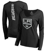 Anze Kopitar Los Angeles Kings - Women's Backer Name & Number Slim Fit Long Sleeve V-Neck T-Shirt Black