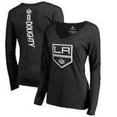 Drew Doughty Los Angeles Kings - Women's Backer Name & Number Slim Fit Long Sleeve V-Neck T-Shirt Black