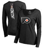 Travis Konecny Philadelphia Flyers - Women's Backer Name & Number Slim Fit Long Sleeve V-Neck T-Shirt Black